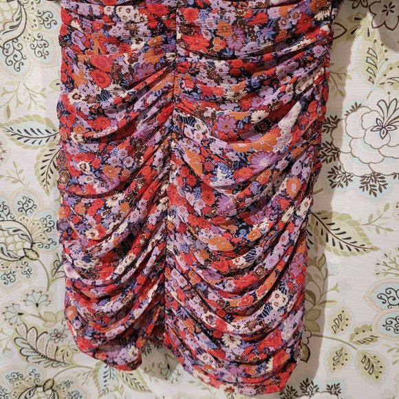 ZARA Floral Printed Dress With Ruching size medium - Picture 13 of 15